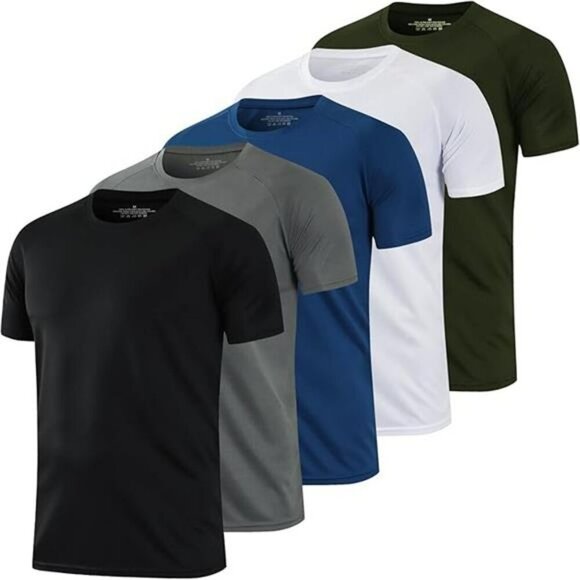 Mens Dry Fit Running Shirt Moisture Wicking Gym Workout Athletic T Shirt - Picture 7 of 7